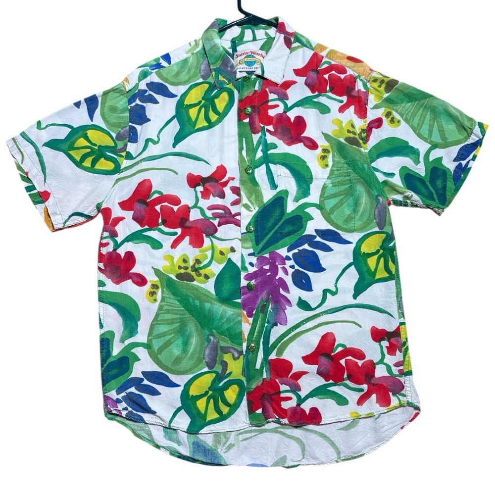 Jams World Vintage 30th Anniversary Hawaiian Floral Button Down Shirt Sz M